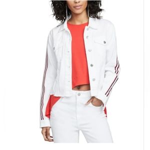 NWT Rachel Roy Womens Distressed Hem Jean Jacket, Size L.